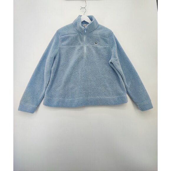 Vineyard Vines Women's Sherpa Fleece Blue 1/4 Zip Pullover Size XL - Picture 1 of 10